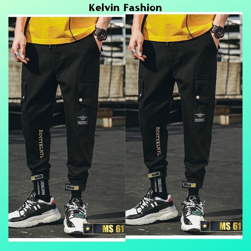 Quần Jogger Nam phối lưng thun bo chân, Quần Jogger Túi Hộp Nam Vải Kaki Co Giãn Thời Trang Kelvin Fashion - JG61