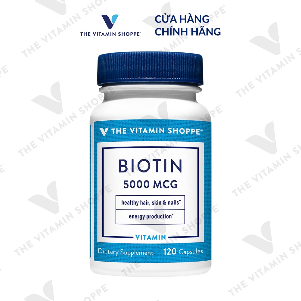 Viên Uống Hỗ Trợ Sức Khỏe Da, Tóc, Móng THE VITAMIN SHOPPE Biotin 5000 MCG 60 viên