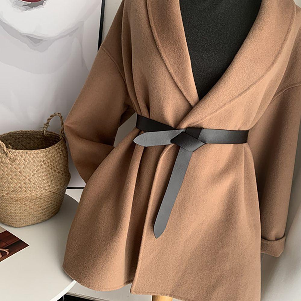 Epoch Thắt Lưng Da PU Màu Đen Thắt Nút Đơn Giản Tùy Chỉnh Thời Trang Cho Nữ