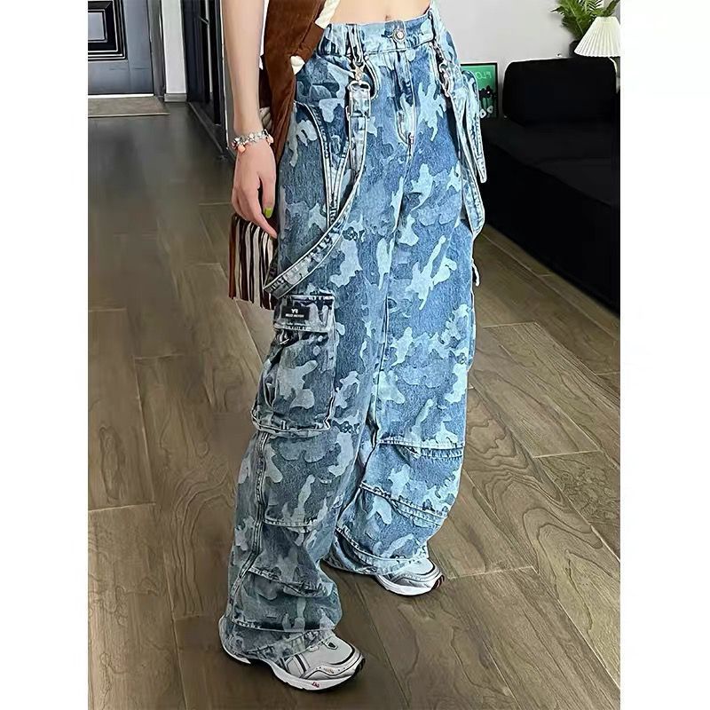 Quần Yếm Ống Rộng Họa Tiết Rằn Ri Thời Trang Dành Cho Nữ