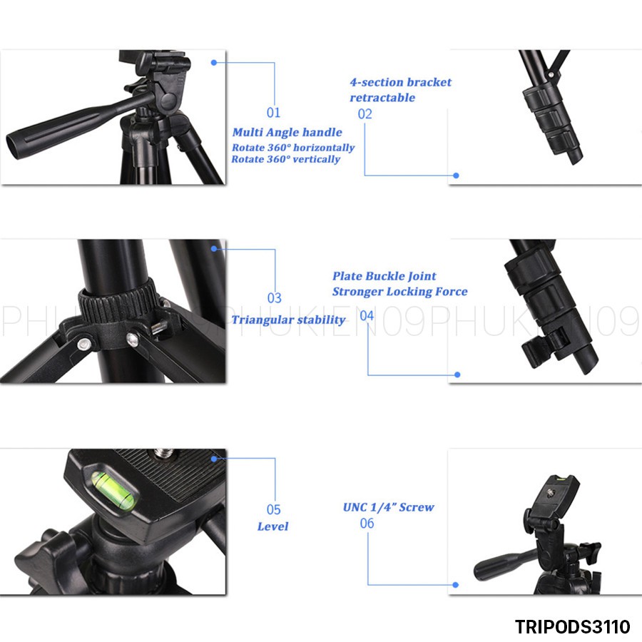 GIÁ ĐỠ CHỤP ẢNH ĐIỆN THOẠI CHÂN TRIPOD 3110,REMOTE BLUETOOTH TƯƠNG THÍCH VỚI NHIỀU DÒNG MÁY, DỄ ĐIỀU CHỈNH!