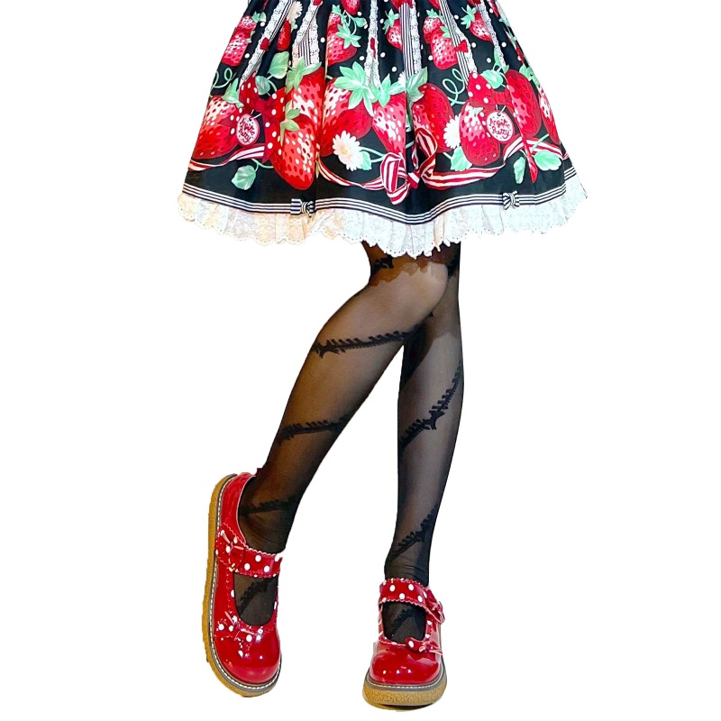 Quần Tất Mỏng Kẻ Sọc Đính Nơ Phong Cách Lolita Thời Trang Mùa Hè Cho Nữ