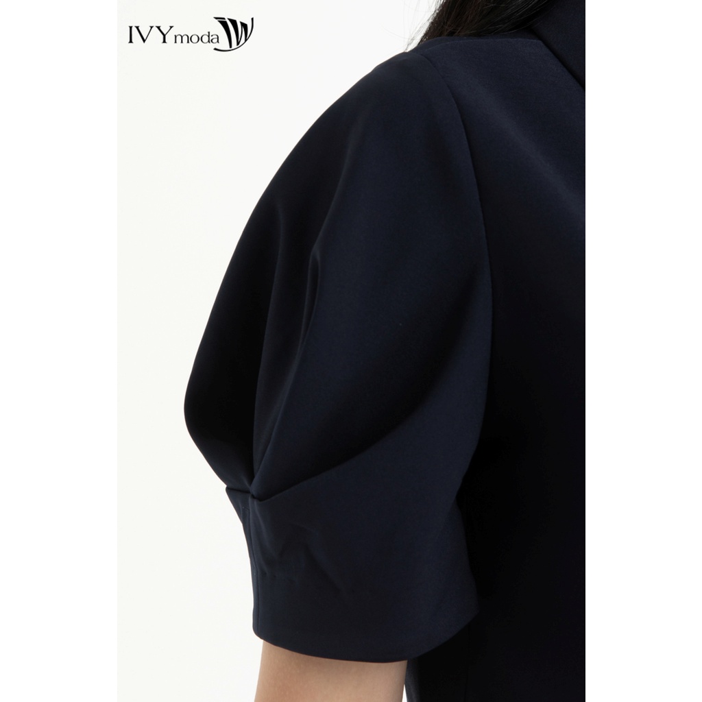 Áo Croptop cổ vest tay bồng nữ IVY moda MS 16B9234