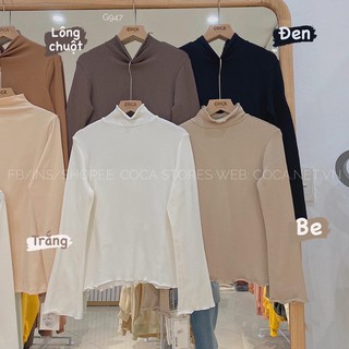 [G947]🍂 Áo giữ nhiệt cổ cao vải tăm nhún bèo (Có sẵn/ảnh thật)