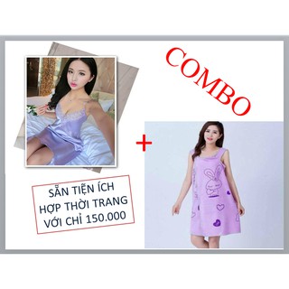 COMBO KHĂN TẮM 2 DÂY THÁI LAN CÙNG VÁY NGỦ 2 DÂY GỢI CẢM