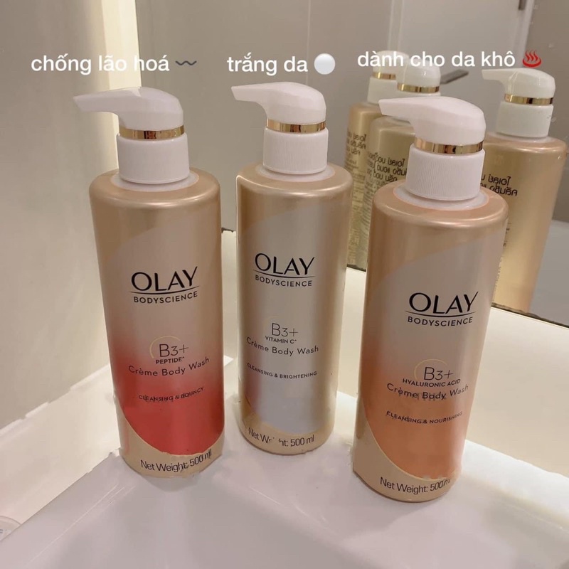 Sữa Tắm OLAY B3+ Siêu Dưỡng Trắng Da, Cấp Ẩm Và Đàn Hồi Cho Da - Chai 500ml Dr.MaiLe
