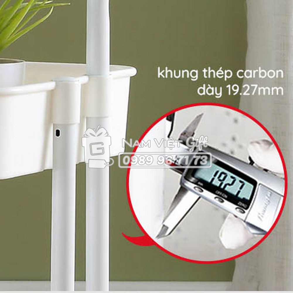 Xe Đẩy Kệ Đa Năng Lắp Ráp Kệ Để Đồ Di Động Có Bánh Xe và Tay Đẩy