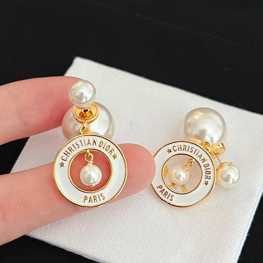 Bông tai đính ngọc trai Dior dành cho nữ men Hoa tai