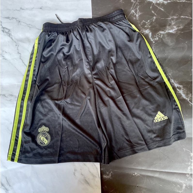 Set bộ quần áo thể thao bóng đá nam nữ vải gai mịn clb real madrid sân khách màu ghi xám sọc xanh cốm 2022 2023