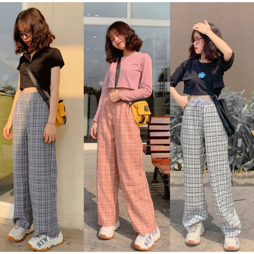Quần Kẻ Caro Dáng Rộng YAME Ulzzang Unisex