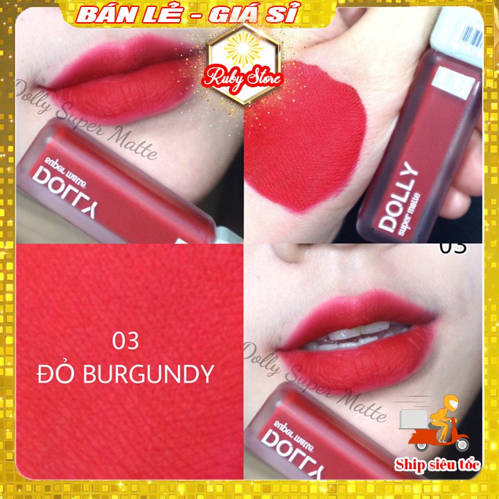 Son DOLLY SUPER MATTE -Mua1 tặng 1 -Đỏ Burgundy hot trend 2021 cao cấp không chì hữu cơ an toàn cho mẹ bầu
