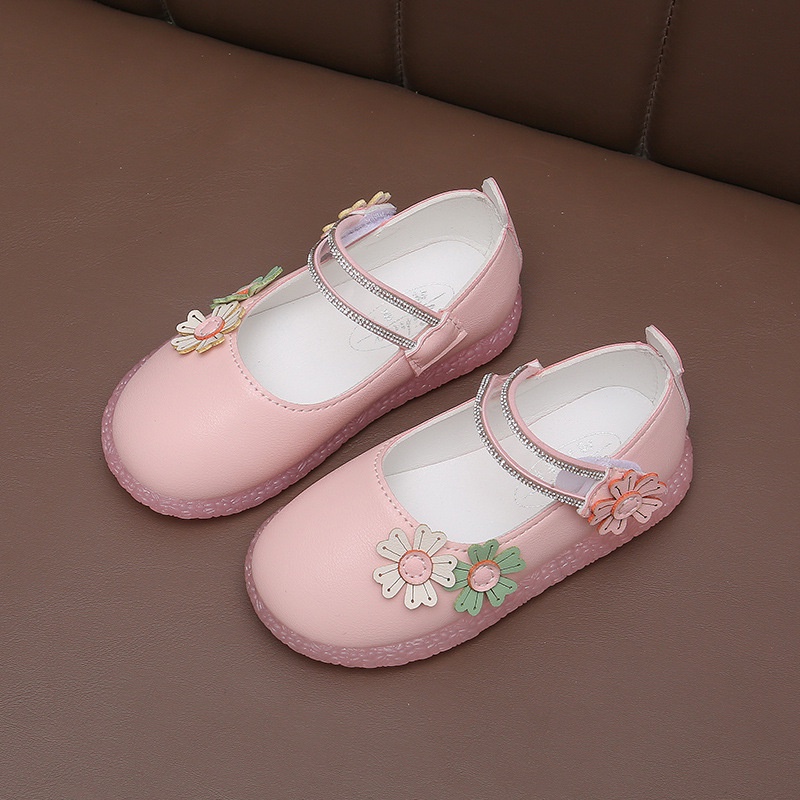 Giày búp bê da pu đính hoa kiểu dáng xinh xắn cho bé gái 1-6 tuổi