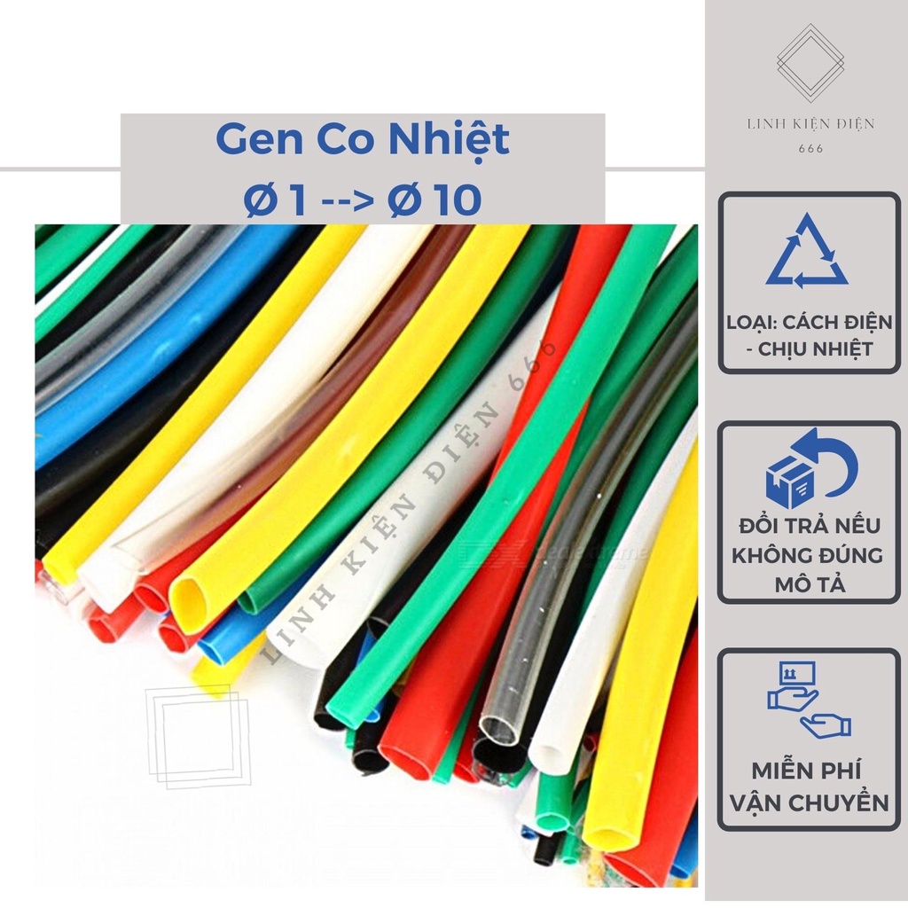 Gen Co Nhiệt 1 Mét (1 – 10mm) Cách Điện Cách Nhiệt Bọc Pin Thủy Tinh