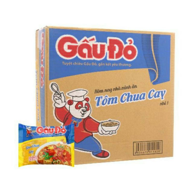 Mỳ gấu đỏ tôm chua cay 75k / thùng 30 gói