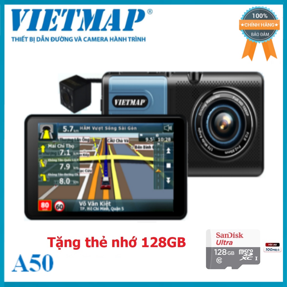 [Miễn phí lắp đặt nội thành HCM]CAMERA HÀNH TRÌNH VIETMAP A50 + thẻ nhớ 128GB