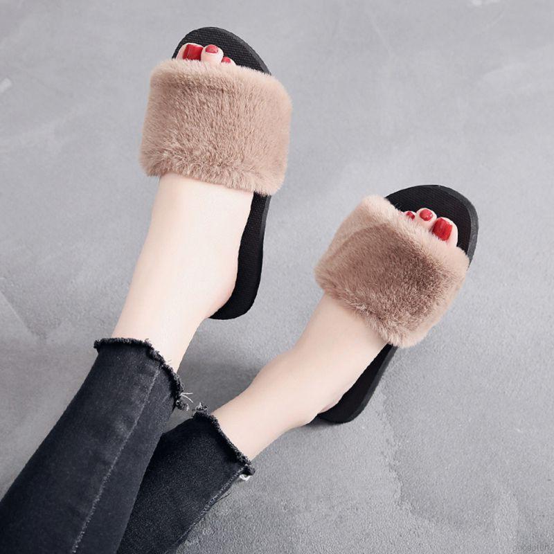 Dép Bông Đi Trong Nhà Màu Trơn Chống Trượt Cho Nữ