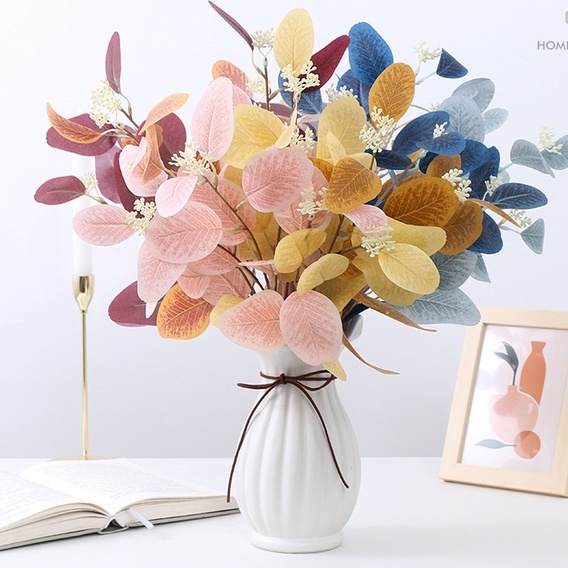 Cành bạch đàn Pastel có hoa xinh xắn decor trang trí chụp ảnh