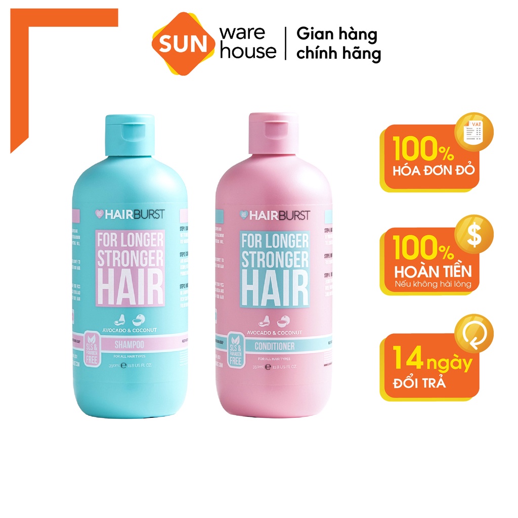 Combo Gội Xả HAIRBURST For Longer Stronger Hair Kích Thích Mọc Tóc Hiệu Quả 350ml