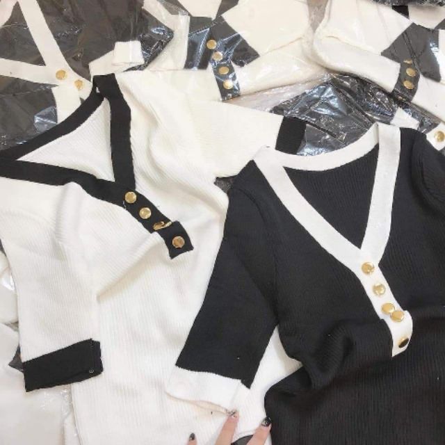 Combo áo len, váy len gân, áo choker