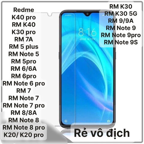 Kính Cường Lực Xiaomi trong suốt Redmi Note 5,5 Pro,plus, Note 7,Note 8,Note 9,Pro,K40,9A,K20,K30/6A/7A/8A 5g [2.5D]