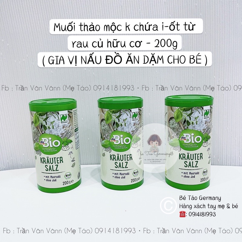 GIA VỊ NẤU ĐỒ ĂN DẶM CHO BÉ dmBio - 200g ( 100% từ rau củ hữu cơ - k chứa i-ốt )