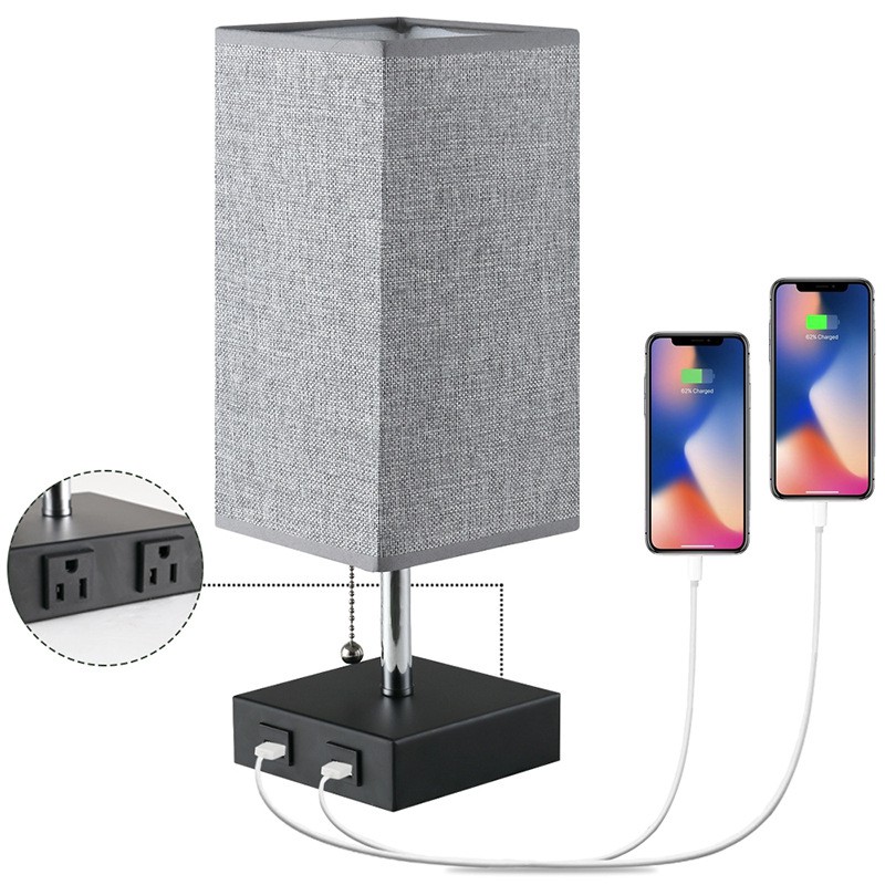 Đèn ngủ để bàn công nghệ mới 2USB 2Power Bedside Table Lamp