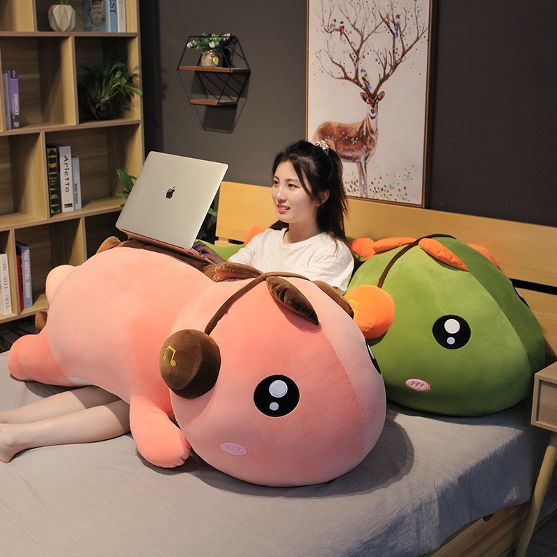 Gấu Bông - Thú Nhồi Bông Khủng Tai Nghe,Khủng Long Mắt Lồi Đuôi Tim Cute Cho Bé Size To Nhỏ 1M3,1M5,1M7
