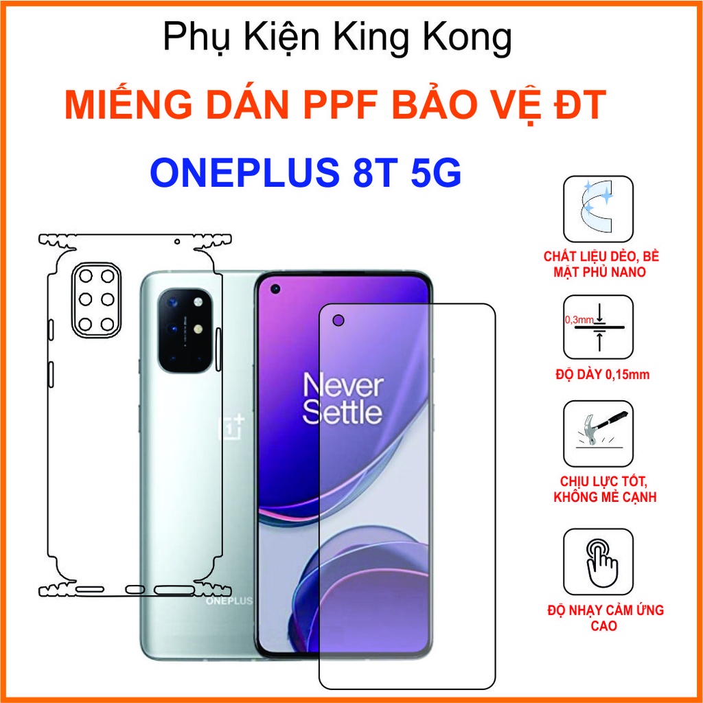 Miếng dán Ppf Oneplus 8T / oneplus 8T+ Dán full viền trước sau chống bám vân tay