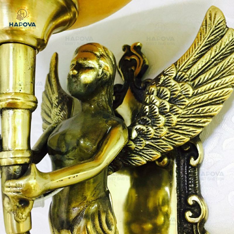 Đèn tường nến bằng đồng thiên sứ trang trí HAPOVA UDAN 8861  Kèm bóng Nến Râu