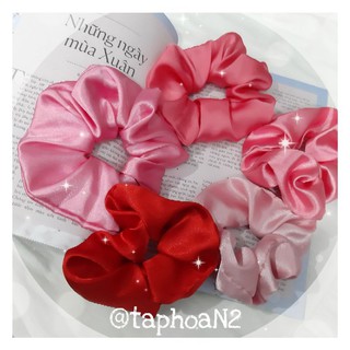 💥💥💥 [Thanh lí] CỘT TÓC SCRUNCHIES TRƠN PHI BÓNG - TÔNG HỒNG 💥💥💥
