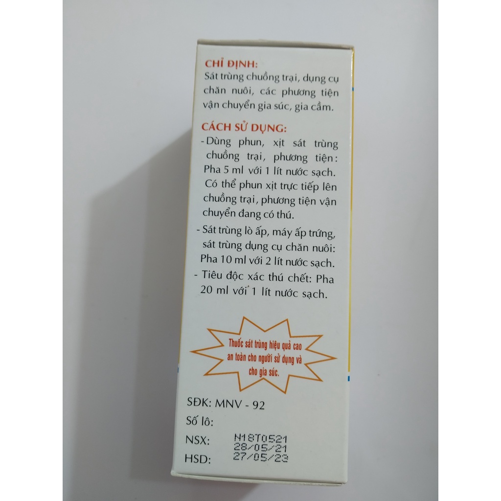 Phun, xịt sát trùng chuồng trại BENKONA   chai 100ML