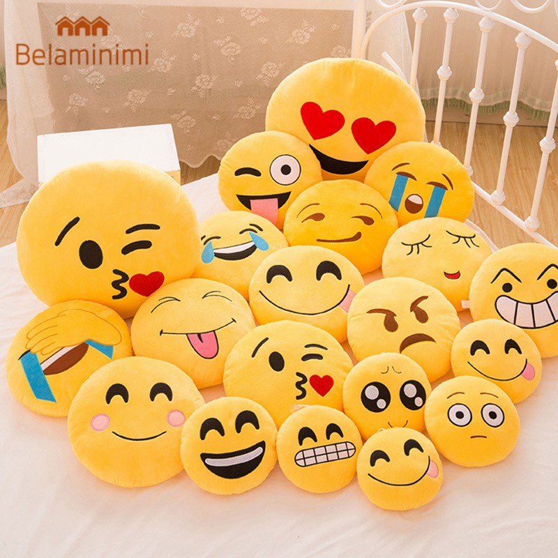 Gối tròn mềm mịn tạo hình Emoji 30cm