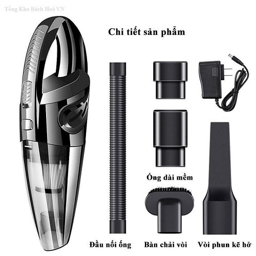 Máy hút bụi ô tô Rundong cầm tay mini giường nệm cho xe hơi thông minh không dây [ BẢO HÀNH 6 THÁNG ]