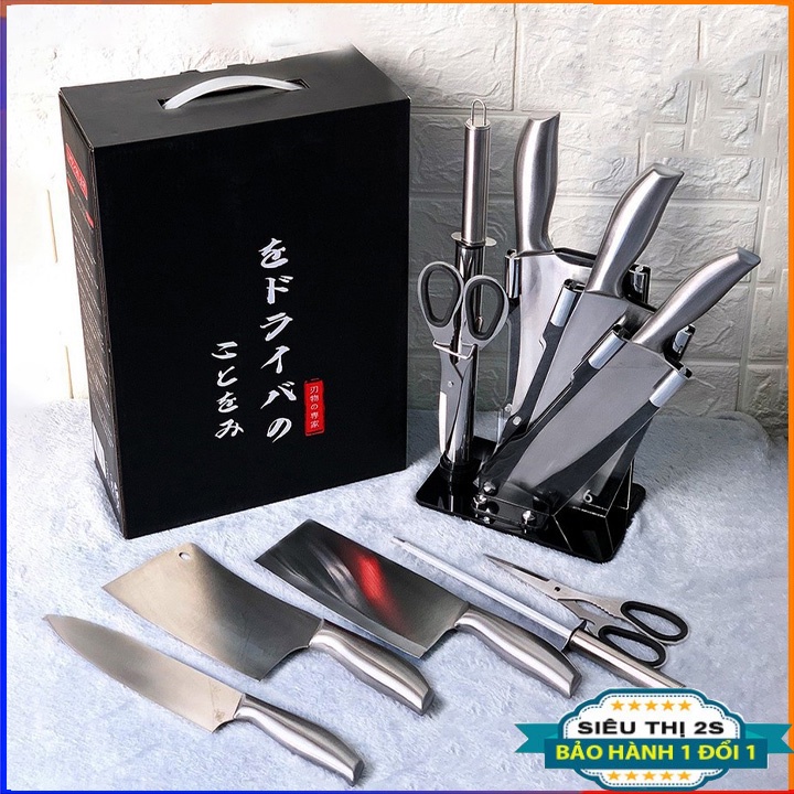 Hộp Dao Kéo 6 Món Nhật Bản Cao Cấp Chống Gỉ Tặng Kèm Khay