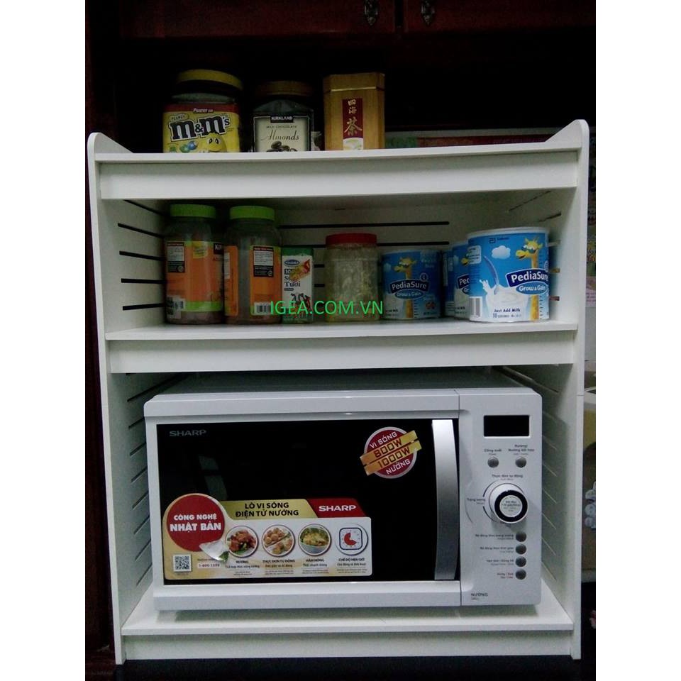 Kệ lò vi sóng 3 tầng, kệ gia vị nhà bếp để nồi cơm, ấm siêu tốc chống nước IG257.2