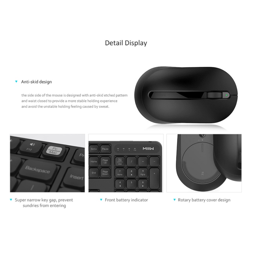 Set bàn phím và chuột không dây MIIIW Wireless Keyboard Mouse Set B03 104 Keys 2.4G IPX4
