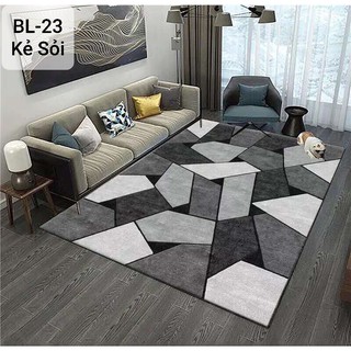 Thảm trải sàn Sofa trang trí phòng khách Bali in 3D Nhung nỉ lì cao cấp BL23-Kẻ sỏi