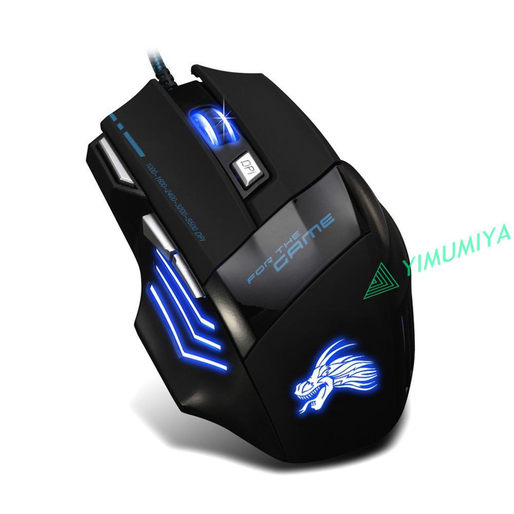 Chuột Quang Chơi Game Có Dây Đèn Led 5500dpi 7 Nút Bấm