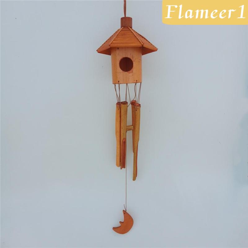 [Flameameer1] Chuông Gió Bằng Gỗ Tre Hình Ngôi Nhà Chim Melodic Cho Sân Vườn / Sân Vườn / Tiểu Cảnh