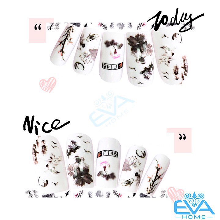 Miếng Dán Móng Tay 3D Nail Sticker Hoạ Tiết Cá Chép Thư Pháp F145