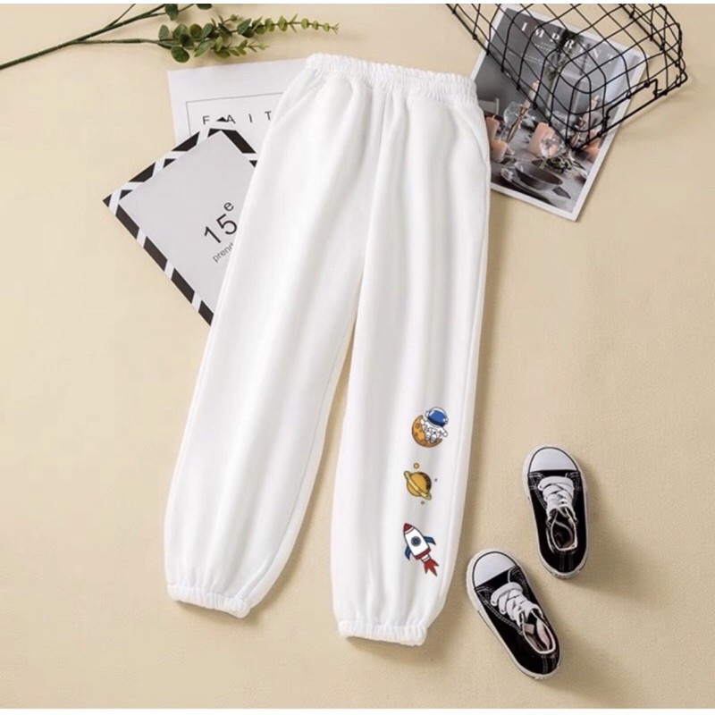 Quần Jogger Ống Suông Hoạ Tiết Planet Ulzzang Unisex Nam Nữ ( 2 màu : Đen , Trắng )