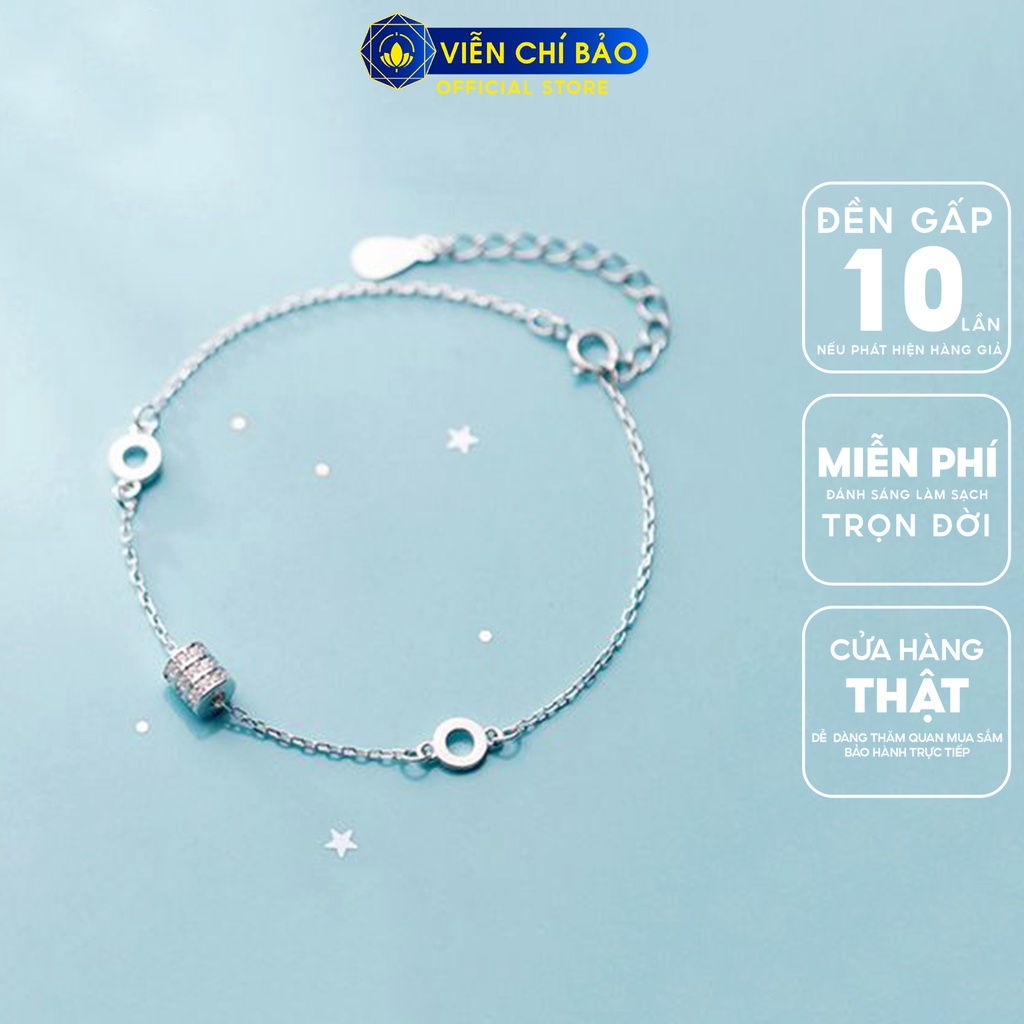 Lắc tay bạc nữ mặt trụ trắng chất liệu bạc S925 trẻ trung cá tính Viễn Chí Bảo L400670