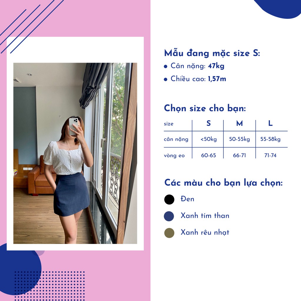 Chân váy ngắn, dáng chữ A, có túi hai bên, quần lót trong chống lộ, phù hợp đi chơi, đi làm, đi học. Chân váy ngắn đẹp | BigBuy360 - bigbuy360.vn