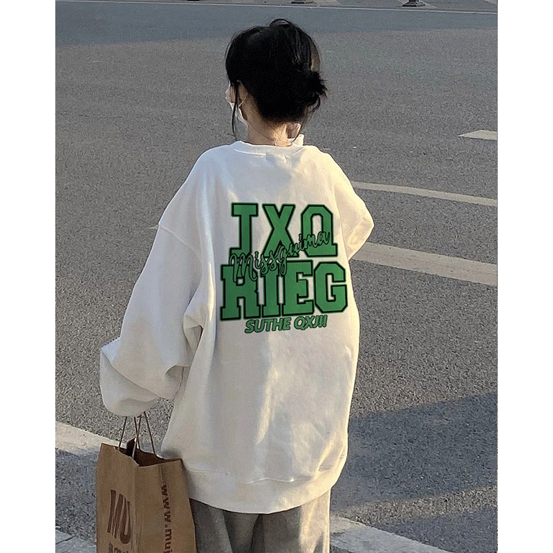 Áo Hoodie Nam Nữ Unisex,Áo Nỉ cổ tròn dài tay hình JXQ thú cưng màu xám tiêu chất nỉ bông loại 1