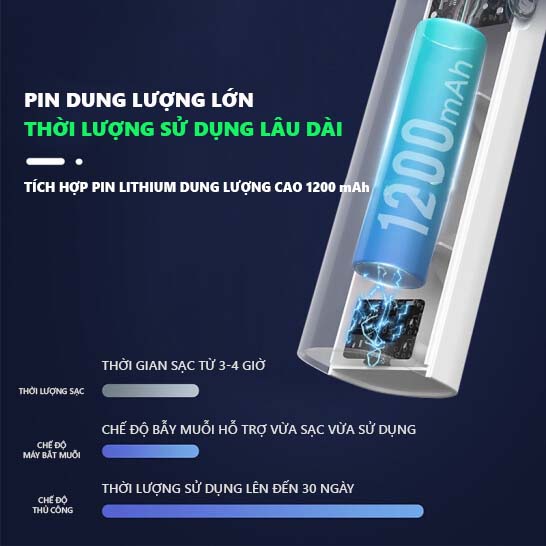 [FreeShip] Vợt Bắt Muỗi Thông Minh Kiêm Đèn Bắt Muỗi, Vợt Muỗi 2 trong 1 Pin Lithium an toàn - 2075