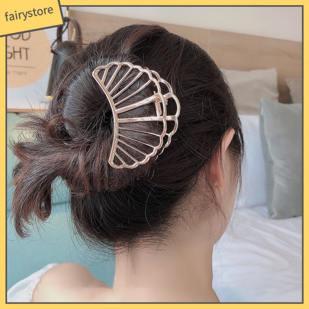 Kẹp tóc càng cua hợp kim màu trơn thiết kế đơn giản thời trang dành cho nữ