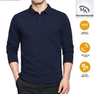 Áo polo dài tay nam thun basic, Áo phông nam cổ bẻ Hàn Quốc