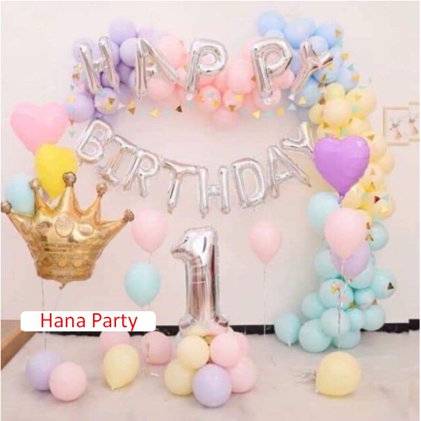 Set Bong bóng trang trí sinh nhật vàng gold Combo happy birthday