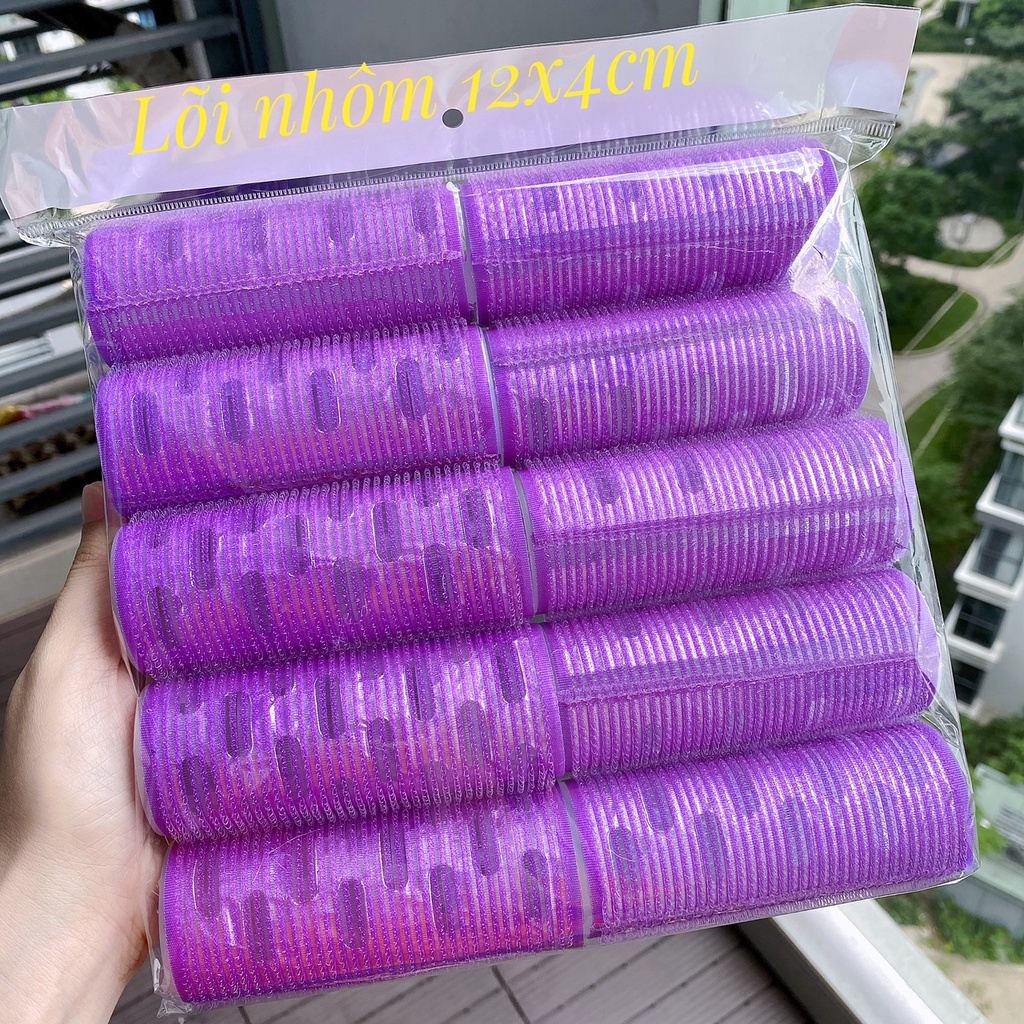 Combo 10 Lô cuốn tóc lõi nhôm tự dính dài 10cm uốn mái dài cỡ lớn