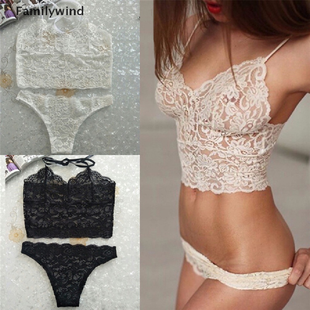Familywind> Women Hollow Lace Tube Tops Sexy Lingerie Pants Briefs Underwear Pajamas Sets  well